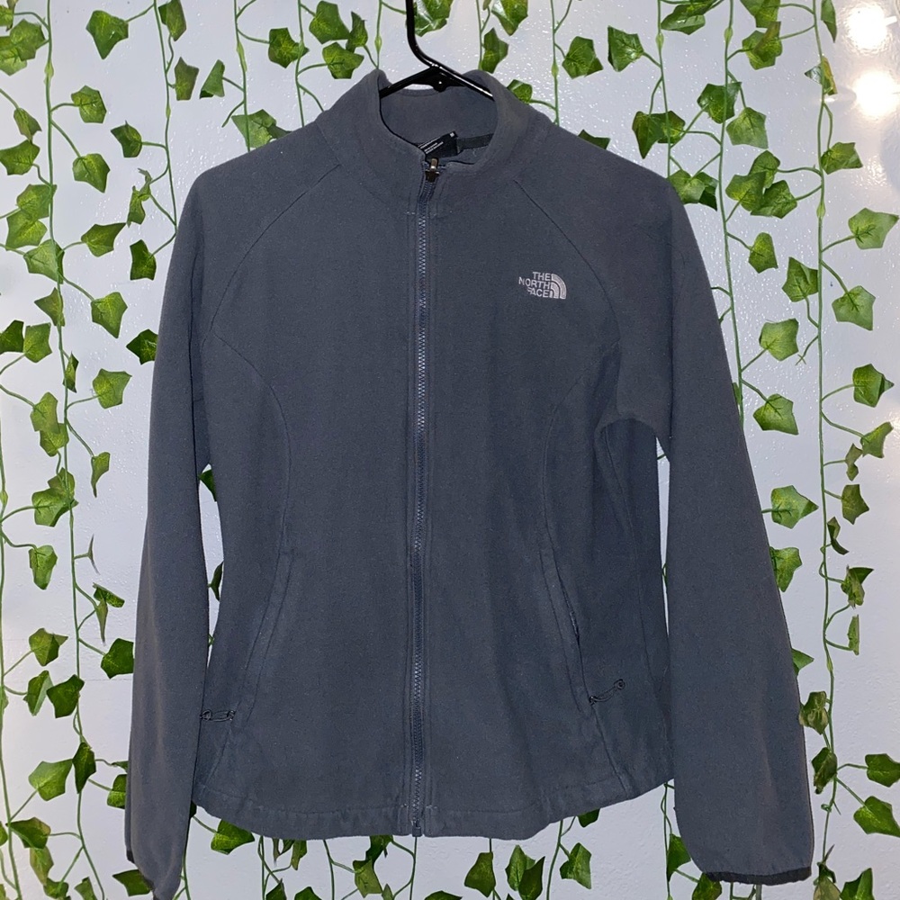 grey north face full zip sweater